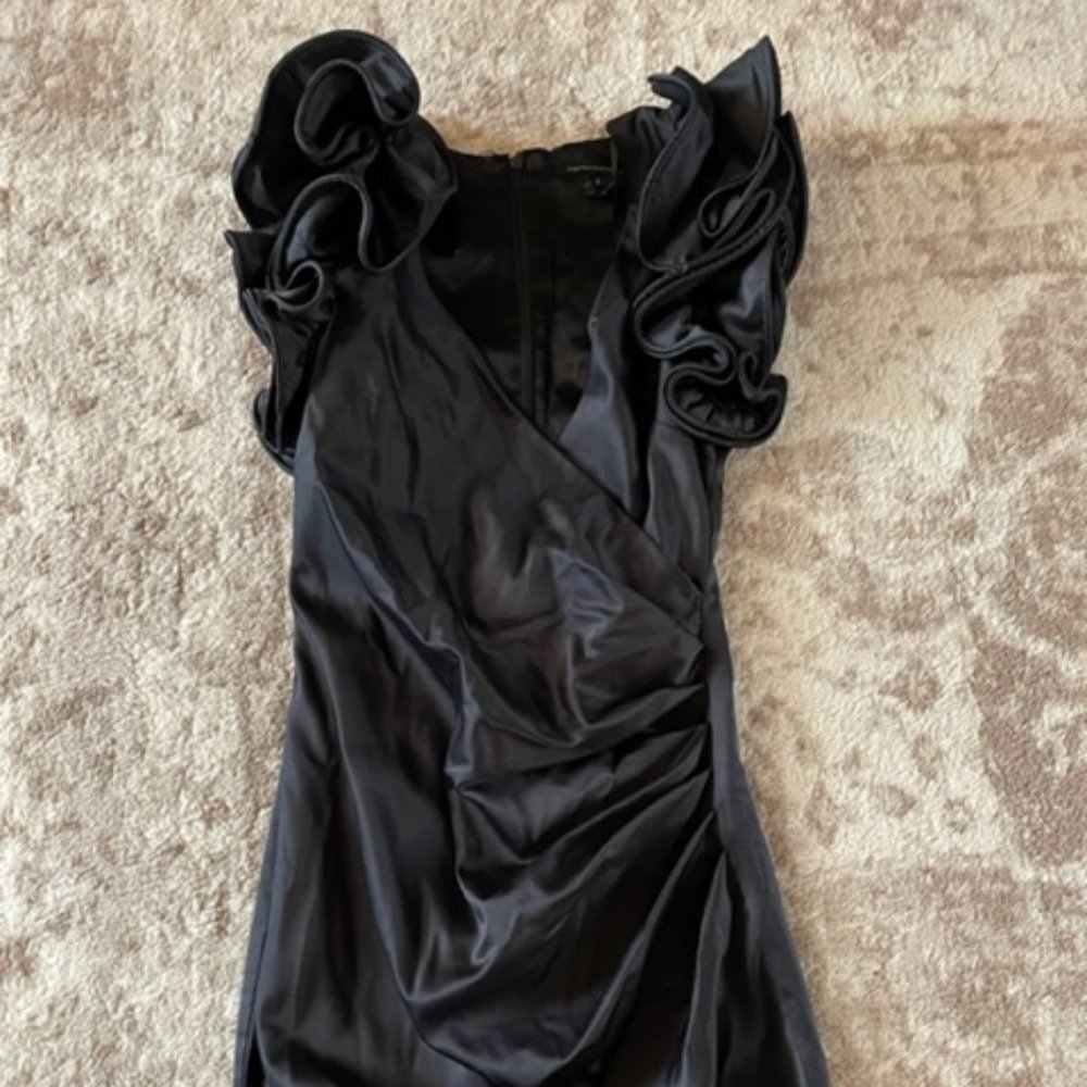 French Connection Smooth Maneuver Ruffle Mini Dress Satin Romania Size 2